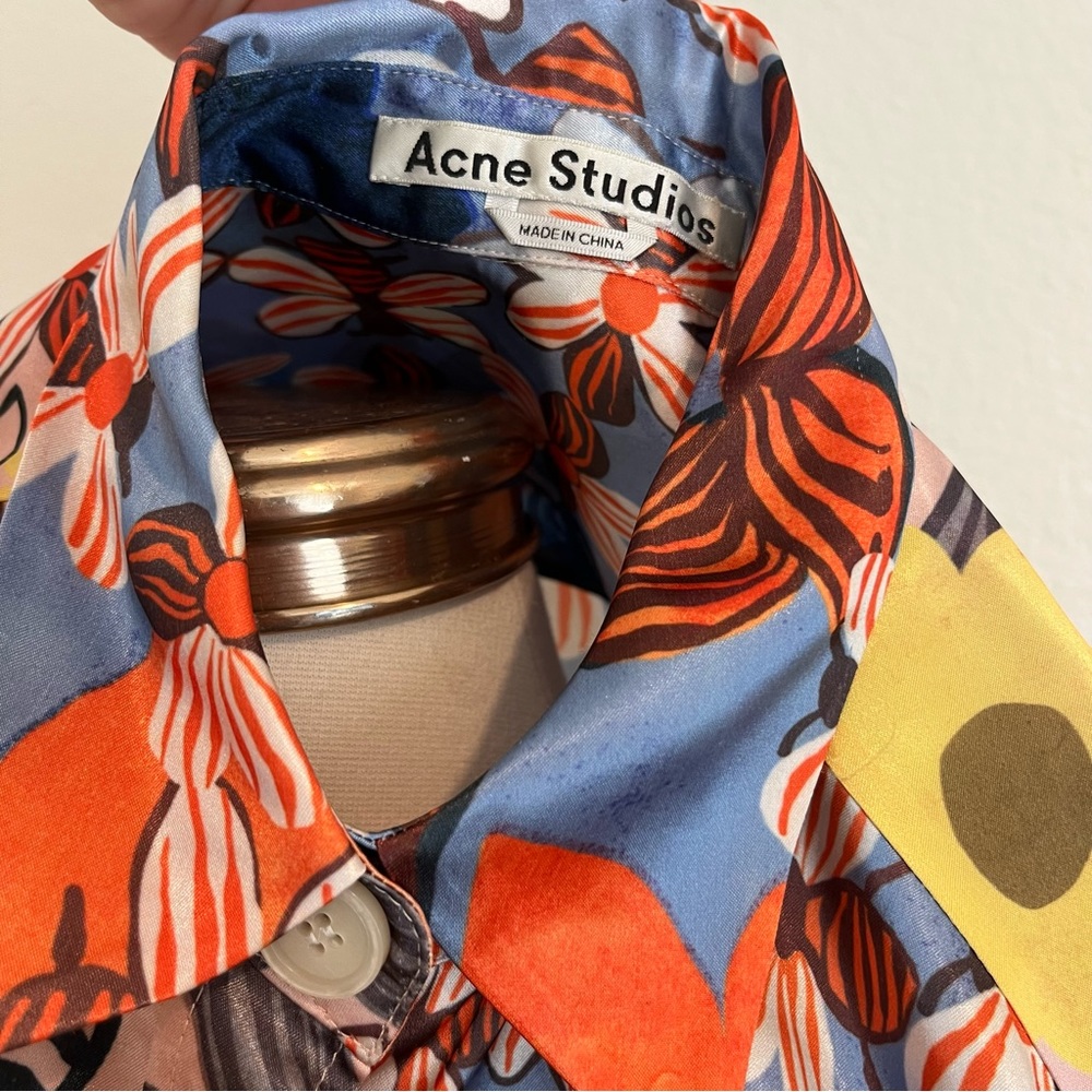 Acne Studios 34 Buse Floral Long-Sleeve Boyfriend Shirt - Picture 10 of 17